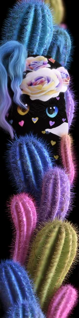 Free cactus bookmark featuring a cat in a cactus